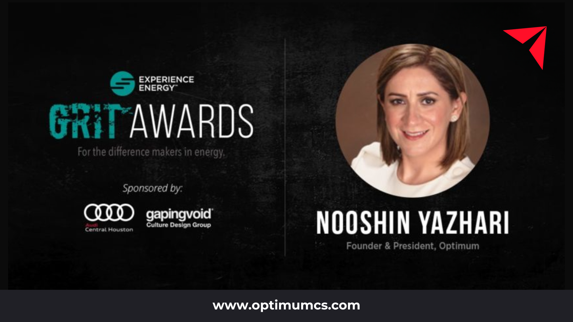 Optimum’s President, Nooshin Yazhari, has been awarded the International GRIT Award of 2018!