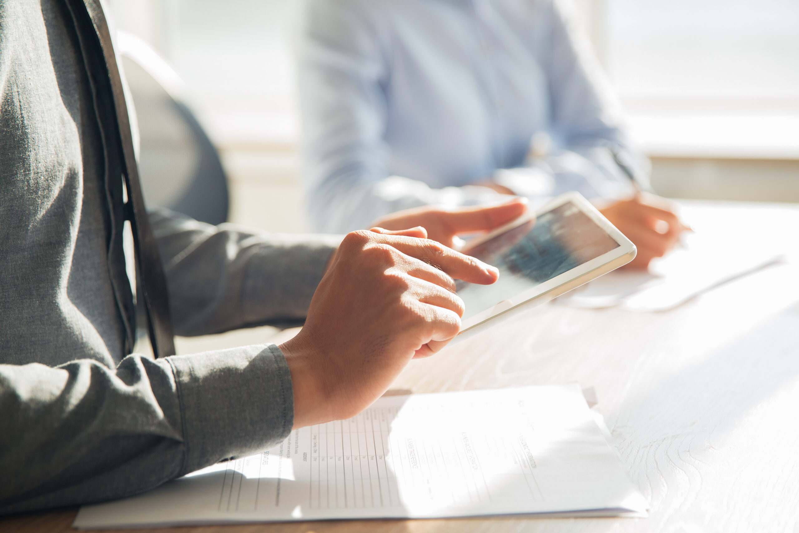 Businessman working with app